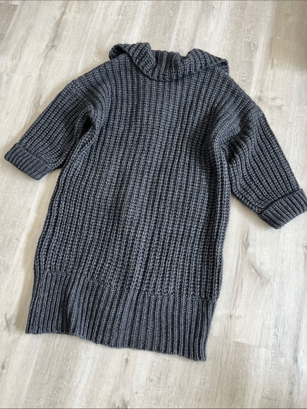MIKUTA Dark Grey Long Knit Cardigan Alpaca Wool Oversized M/L NWT Made Portugal - Picture 12 of 14